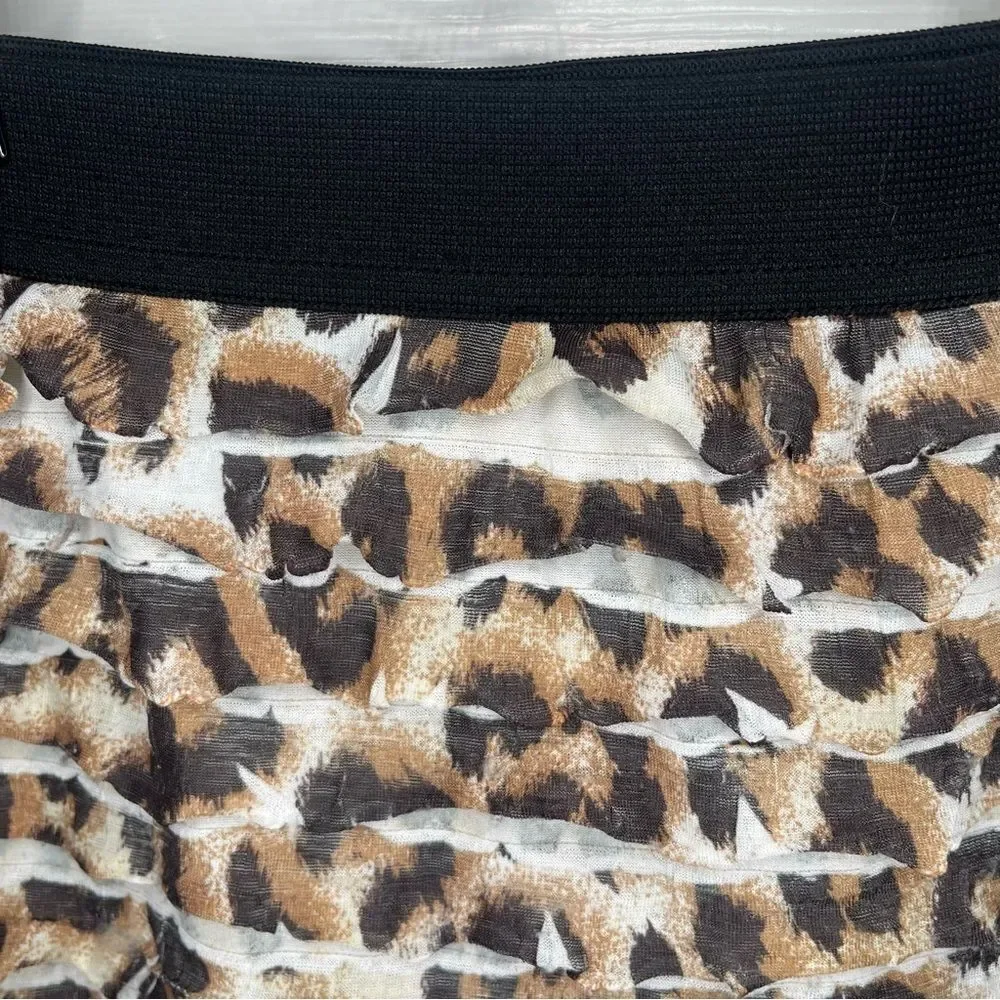 Justice Leopard Print Tiered Ruffle Skort Mini Skirt Black Brown Girls 7